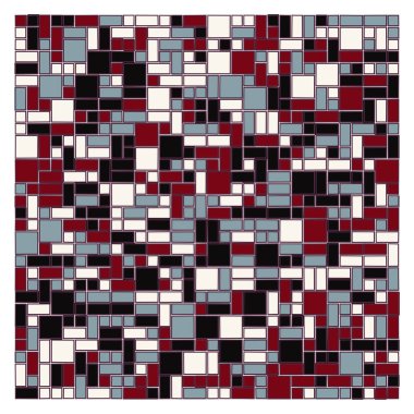 Soyut renk geometrik şekiller deseni, üretken hesaplama sanatı çizimi, renk kareleri ve dikdörtgenler 