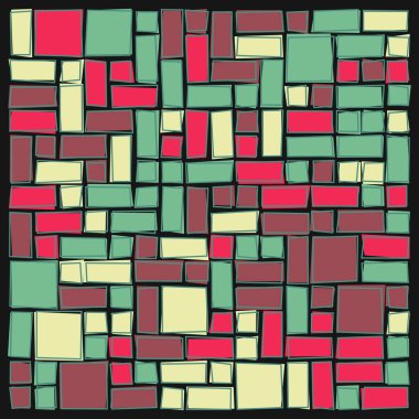 Soyut renk geometrik şekiller deseni, üretken hesaplama sanatı çizimi, renk kareleri ve dikdörtgenler 