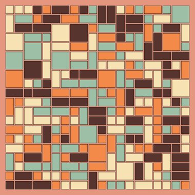 Soyut renk geometrik şekiller deseni, üretken hesaplama sanatı çizimi, renk kareleri ve dikdörtgenler 