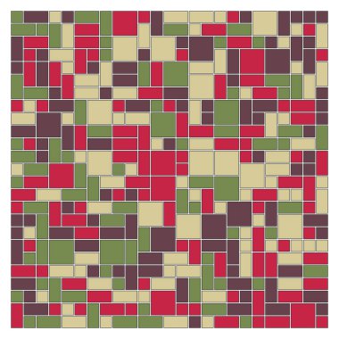 Soyut renk geometrik şekiller deseni, üretken hesaplama sanatı çizimi, renk kareleri ve dikdörtgenler 
