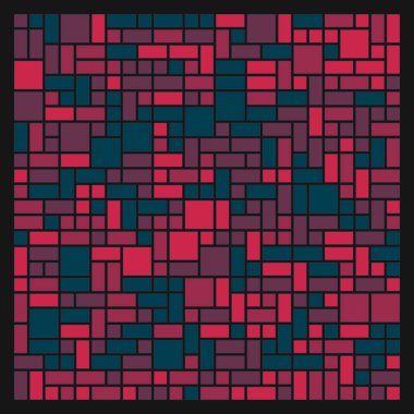Soyut renk geometrik şekiller deseni, üretken hesaplama sanatı çizimi, renk kareleri ve dikdörtgenler 