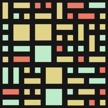 Soyut renk geometrik şekiller deseni, üretken hesaplama sanatı çizimi, renk kareleri ve dikdörtgenler 