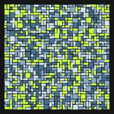 Soyut renk geometrik şekiller deseni, üretken hesaplama sanatı çizimi, renk kareleri ve dikdörtgenler 