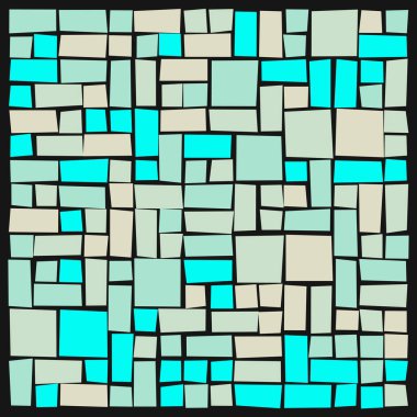 Soyut renk geometrik şekiller deseni, üretken hesaplama sanatı çizimi, renk kareleri ve dikdörtgenler 