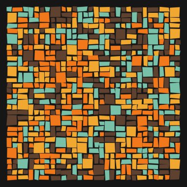 Soyut renk geometrik şekiller deseni, üretken hesaplama sanatı çizimi, renk kareleri ve dikdörtgenler 