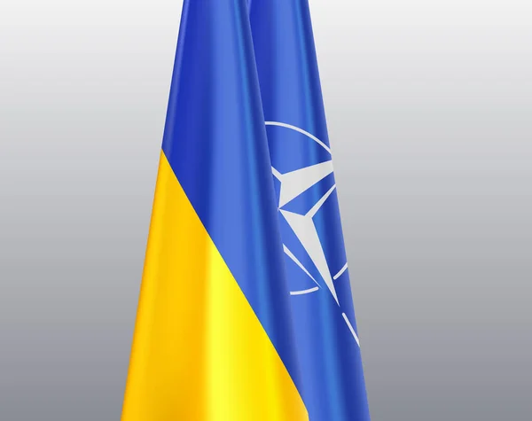 Ukraińskie Nato Flagi Razem Przeciwko Agresji — Wektor stockowy