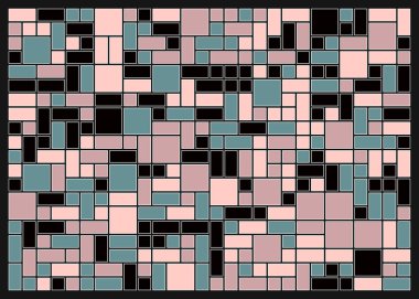 Soyut renk geometrik şekiller deseni, üretken hesaplama sanatı çizimi, renk kareleri ve dikdörtgenler 