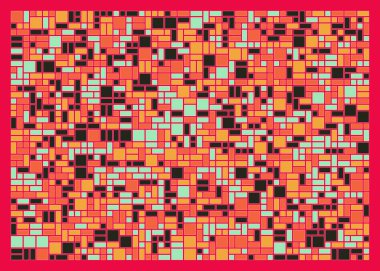 Soyut renk geometrik şekiller deseni, üretken hesaplama sanatı çizimi, renk kareleri ve dikdörtgenler 