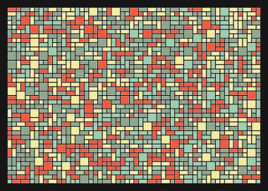 Soyut renk geometrik şekiller deseni, üretken hesaplama sanatı çizimi, renk kareleri ve dikdörtgenler 