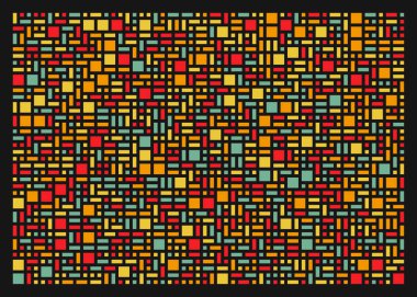 Soyut renk geometrik şekiller deseni, üretken hesaplama sanatı çizimi, renk kareleri ve dikdörtgenler 