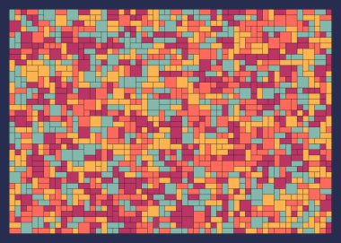 Soyut renk geometrik şekiller deseni, üretken hesaplama sanatı çizimi, renk kareleri ve dikdörtgenler 