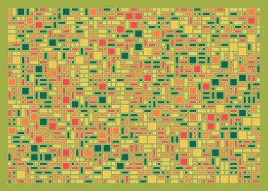 Soyut renk geometrik şekiller deseni, üretken hesaplama sanatı çizimi, renk kareleri ve dikdörtgenler 