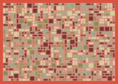 Soyut renk geometrik şekiller deseni, üretken hesaplama sanatı çizimi, renk kareleri ve dikdörtgenler 
