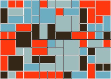 Soyut renk geometrik şekiller deseni, üretken hesaplama sanatı çizimi, renk kareleri ve dikdörtgenler 