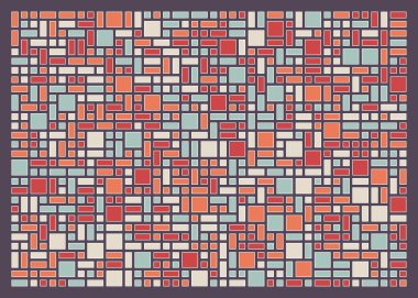 Soyut renk geometrik şekiller örüntüsü, üretici hesaplama sanatsal vektör çizimi, renk kareleri ve dikdörtgenler
