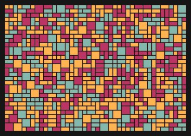 Soyut renk geometrik şekiller örüntüsü, üretici hesaplama sanatsal vektör çizimi, renk kareleri ve dikdörtgenler