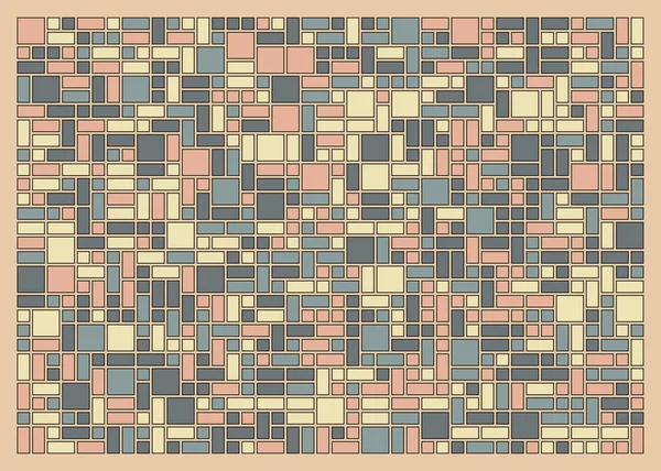 抽象的な色の幾何学的図形パターン 生成的な計算芸術ベクトル図 色の正方形と長方形 — ストックベクタ