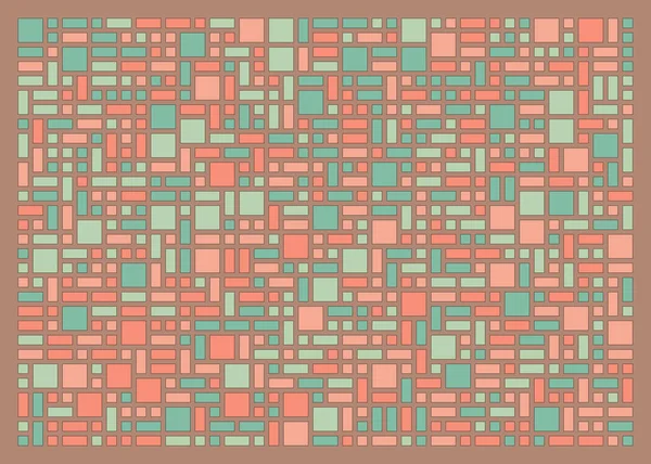 抽象的な色の幾何学的図形パターン 生成的な計算芸術のイラスト 色の正方形と長方形 — ストックベクタ