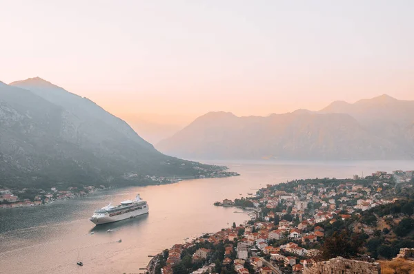 Boka Kotorska Zonsondergang Uitzicht Montenegro — Stockfoto