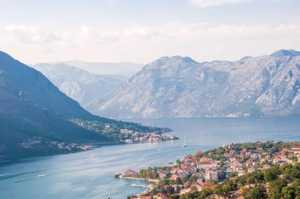 Uitzicht Prcanj Dobrota Vanuit Bergen Kotor Montenegro 2018 — Stockfoto