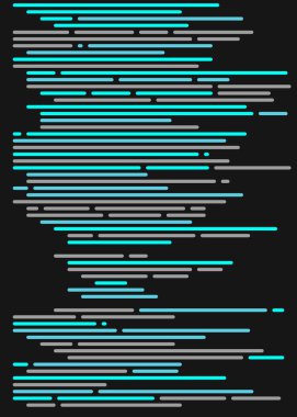 Ekranda soyut Kod, vektör illüstrasyonu, düz çizgi çizgi kodlama çizgileri simülasyonu