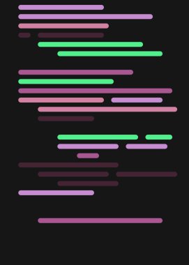 Veri Kodu ekranda, vektör illüstrasyonu, düz çizgi çizgi çizgi kodlama simülasyonu