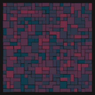 Soyut geometrik desen üretken hesaplama sanatı illüstrasyonu, fayans renk parçalarının taklidi