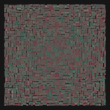 Soyut geometrik desen üretken hesaplama sanatı illüstrasyonu, fayans renk parçalarının taklidi