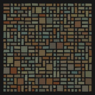 Soyut geometrik desen üretken hesaplama sanatı illüstrasyonu, fayans renk parçalarının taklidi