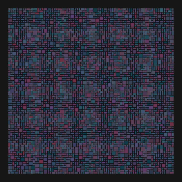 Soyut geometrik desen üretken hesaplama sanatı illüstrasyonu, fayans renk parçalarının taklidi