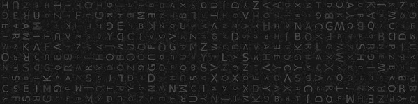 暗い背景にランダムな順序で英語のアルファベットの様々なサイズの文字 クリエイティブベクトルイラストデザイン — ストックベクタ