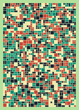 Renkli geometrik arkaplan, küçük boyutlu kareler ve dikdörtgenler. Vektör illüstrasyonu