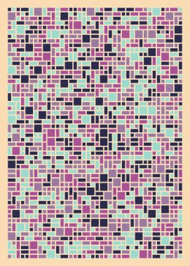 Renkli geometrik arkaplan, küçük boyutlu kareler ve dikdörtgenler. Vektör illüstrasyonu