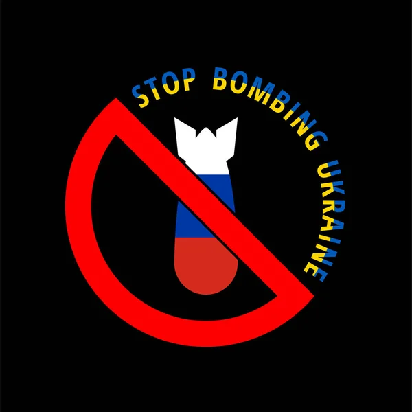 Zastavit Bombardování Znamení Bombou Ruské Vlajkové Barvy — Stockový vektor