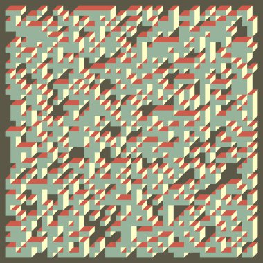 Soyut geometrik arkaplan. Edward Zajecs 2. Cubo 'nun 1971' deki uygulaması. Esasen 8 taştan oluşan bir Truchet fayans seti ve yerleştirme sanatı illüstrasyonu için kurallar 
