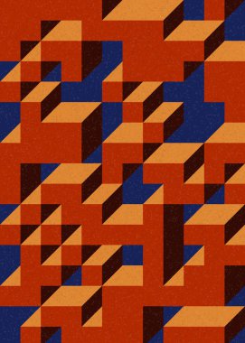 Soyut geometrik arkaplan. Edward Zajecs 2. Cubo 'nun 1971' deki uygulaması. Esasen 8 taştan oluşan bir Truchet fayans seti ve yerleştirme sanatı illüstrasyonu için kurallar 