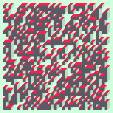 Edward Zajec 'in 1971' deki Il Cubo 'sunun uygulanması. Esasen 8 taştan oluşan bir Truchet fayans seti ve yerleştirme sanatı illüstrasyonu için kurallar