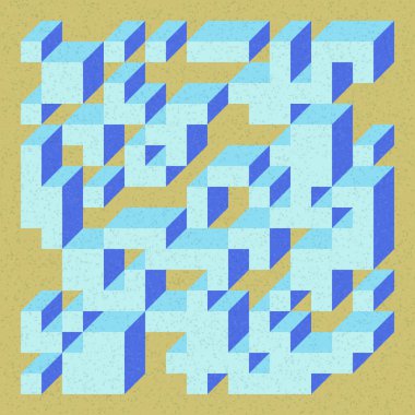 Edward Zajecs 2. Cubo 'nun 1971' deki uygulaması. Esasen 8 taştan oluşan bir Truchet fayans seti ve yerleştirme sanatı illüstrasyonu için kurallar  