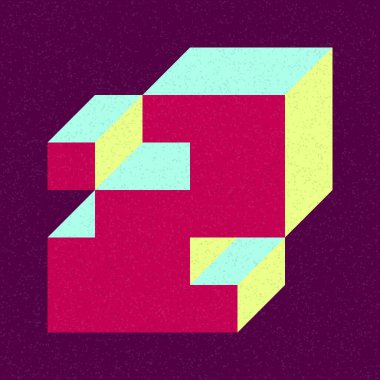 Soyut geometrik arkaplan. Edward Zajecs 2. Cubo 'nun 1971' deki uygulaması. Esasen 8 taştan oluşan bir Truchet fayans seti ve yerleştirme sanatı illüstrasyonu için kurallar 