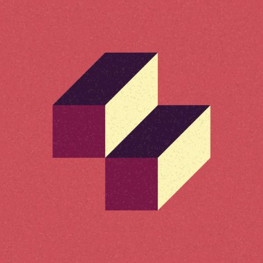 Soyut geometrik arkaplan. Edward Zajecs 2. Cubo 'nun 1971' deki uygulaması. Esasen 8 taştan oluşan bir Truchet fayans seti ve yerleştirme sanatı illüstrasyonu için kurallar 