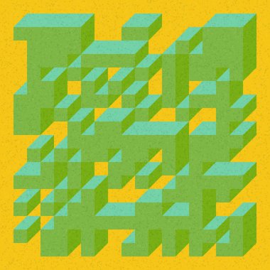 Soyut geometrik arkaplan. Edward Zajecs 2. Cubo 'nun 1971' deki uygulaması. Esasen 8 taştan oluşan bir Truchet fayans seti ve yerleştirme sanatı illüstrasyonu için kurallar 