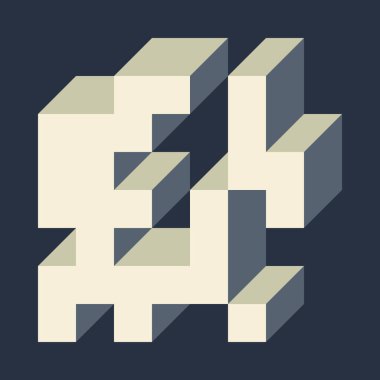 Edward Zajecs 2. Cubo 'nun 1971' deki uygulaması. Esasen 8 taştan oluşan bir Truchet fayans seti ve yerleştirme sanatı illüstrasyonu için kurallar  