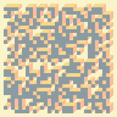 Soyut geometrik arkaplan. Edward Zajecs 2. Cubo 'nun 1971' deki uygulaması. Esasen 8 taştan oluşan bir Truchet fayans seti ve yerleştirme sanatı illüstrasyonu için kurallar 