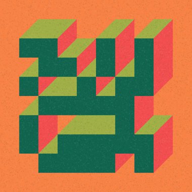 Edward Zajecs 2. Cubo 'nun 1971' deki uygulaması. Esasen 8 taştan oluşan bir Truchet fayans seti ve yerleştirme sanatı illüstrasyonu için kurallar  