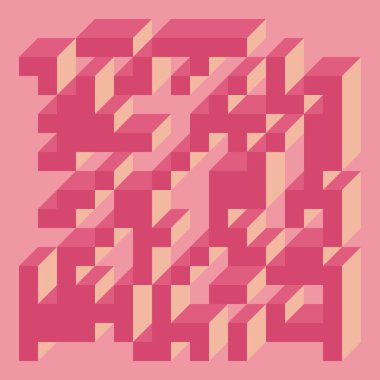 Soyut geometrik arkaplan. Edward Zajecs 2. Cubo 'nun 1971' deki uygulaması. Esasen 8 taştan oluşan bir Truchet fayans seti ve yerleştirme sanatı illüstrasyonu için kurallar 