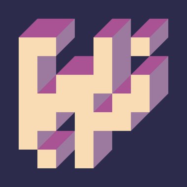 Edward Zajec 'in 1971' deki Il Cubo 'sunun uygulanması. Esasen 8 taştan oluşan bir Truchet fayans seti ve yerleştirme sanatı illüstrasyonu için kurallar