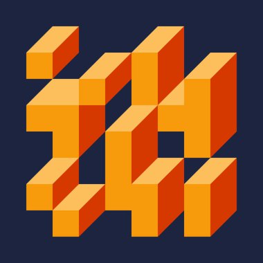 Soyut geometrik arkaplan. Edward Zajecs 2. Cubo 'nun 1971' deki uygulaması. Esasen 8 taştan oluşan bir Truchet fayans seti ve yerleştirme sanatı illüstrasyonu için kurallar 