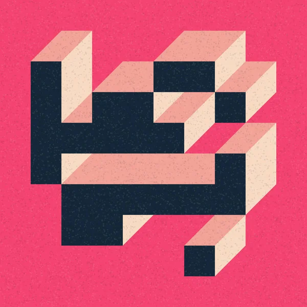 Soyut geometrik arkaplan. Edward Zajecs 2. Cubo 'nun 1971' deki uygulaması. Esasen 8 taştan oluşan bir Truchet fayans seti ve yerleştirme sanatı illüstrasyonu için kurallar 