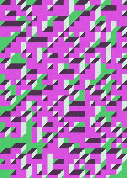 Soyut geometrik arkaplan. Edward Zajecs 2. Cubo 'nun 1971' deki uygulaması. Esasen 8 taştan oluşan bir Truchet fayans seti ve yerleştirme sanatı illüstrasyonu için kurallar 