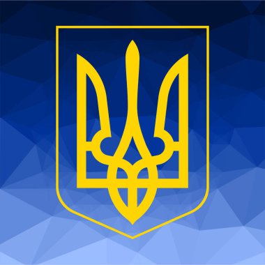 Soyut trianglifi arka planında Ukrayna arması